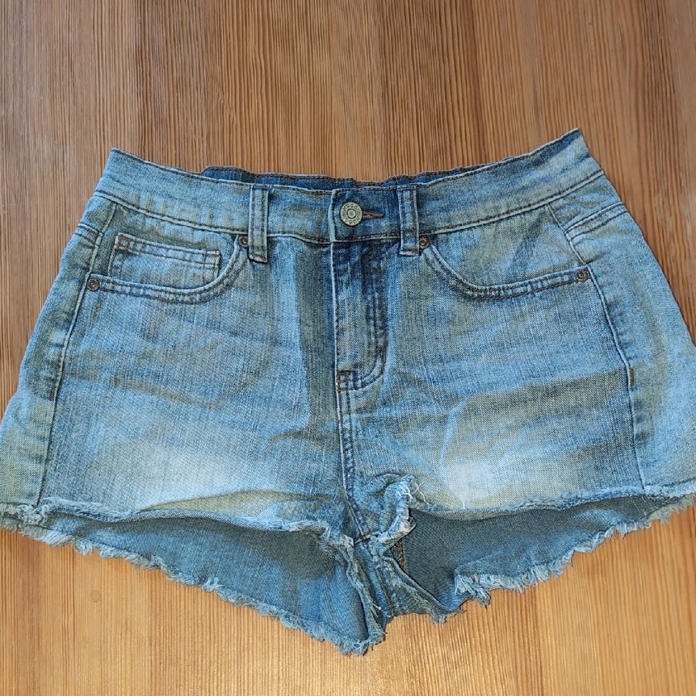 Mudd Light Blue Frayed-Hem Denim Shorts